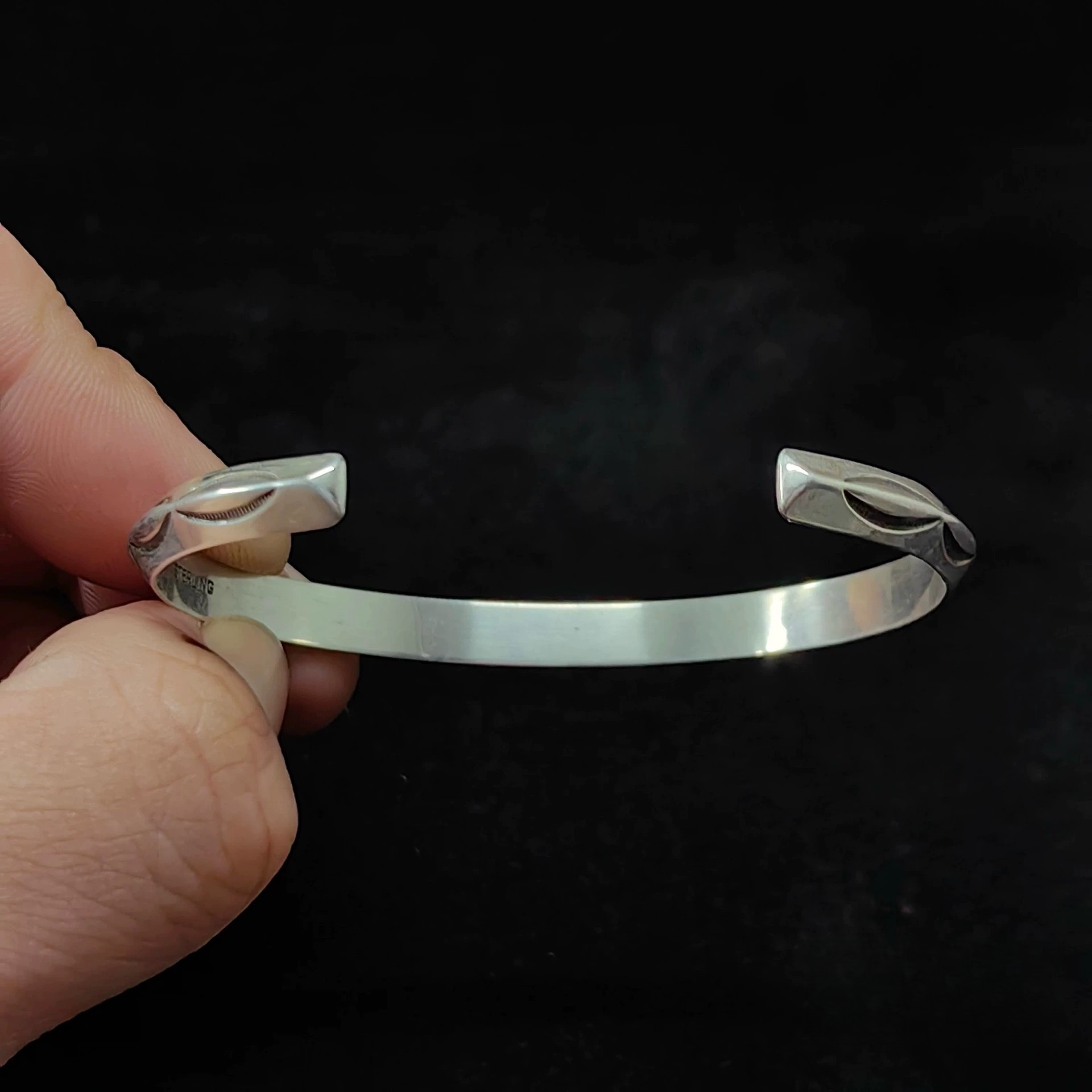 Handcrafted Sterling Silver Cuff Bracelet – Minimalist Wave Engraved Design for Men and Women