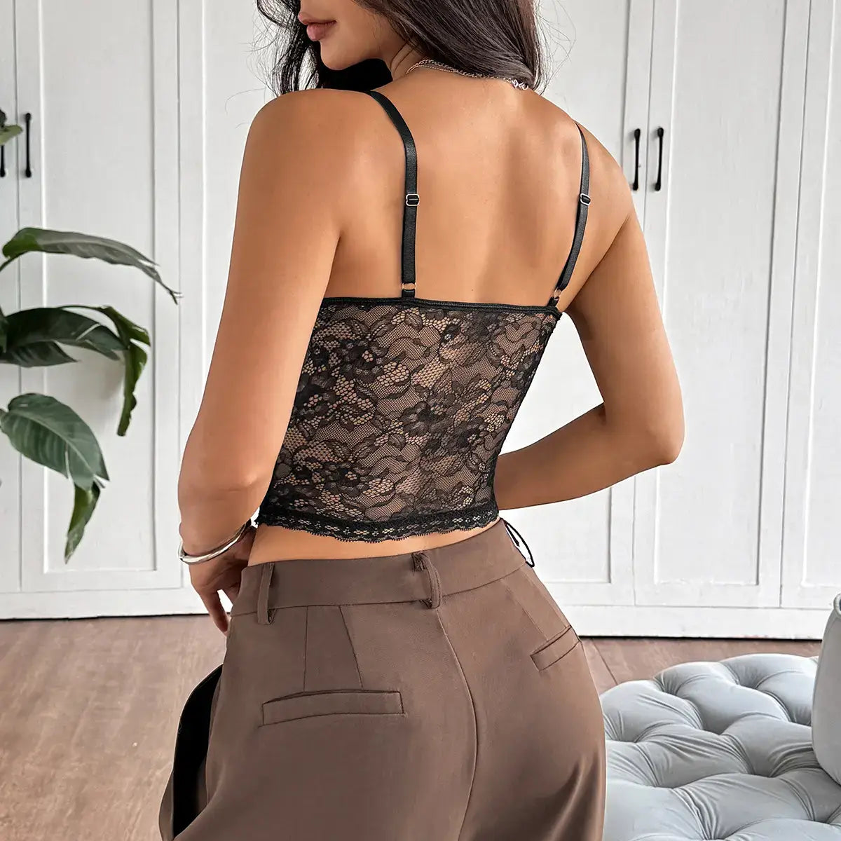 Backless Lace Bustier with Bow & Boning