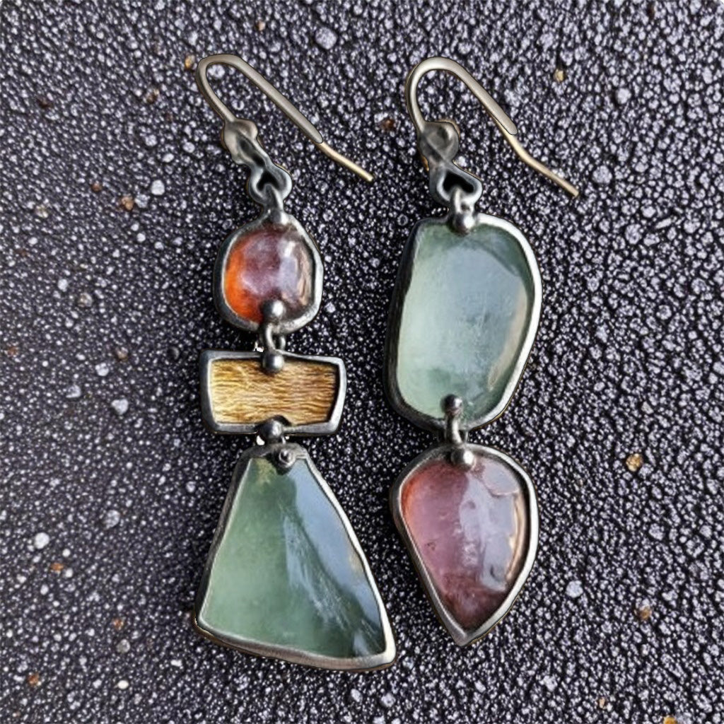 Bohemian Raw Stone Dangle Earrings
