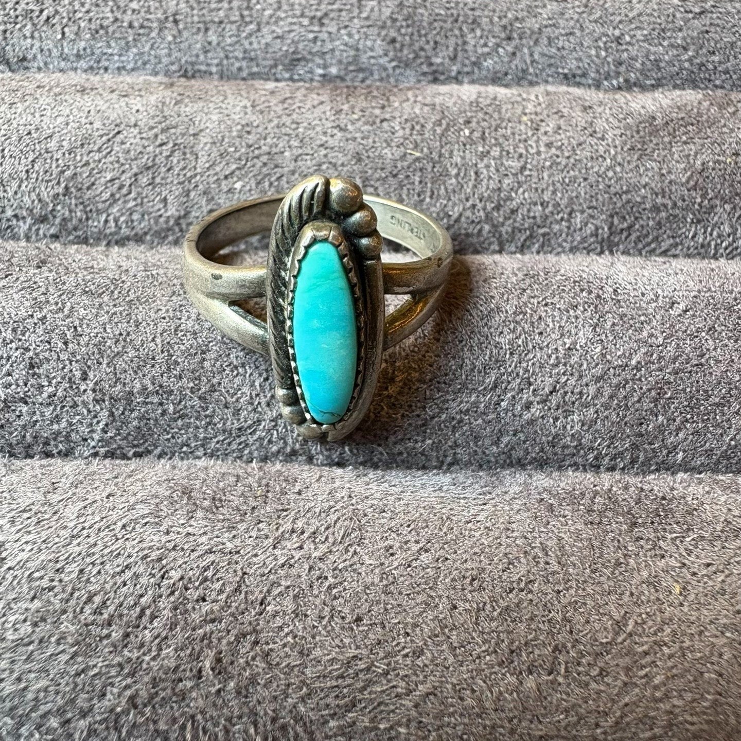 Vintage Long Oval Turquoise Ring
