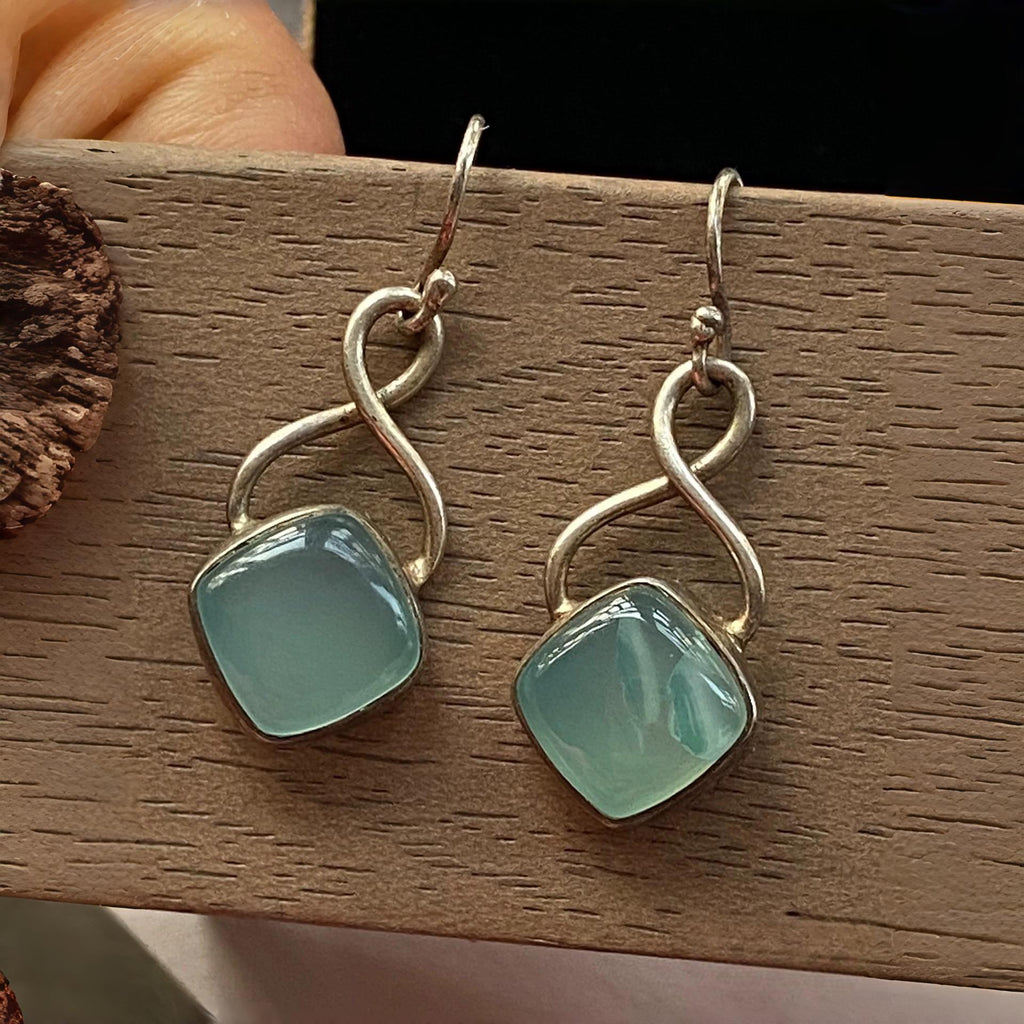 Natural Chalcedony 925 Silver Women's Earrings Gift