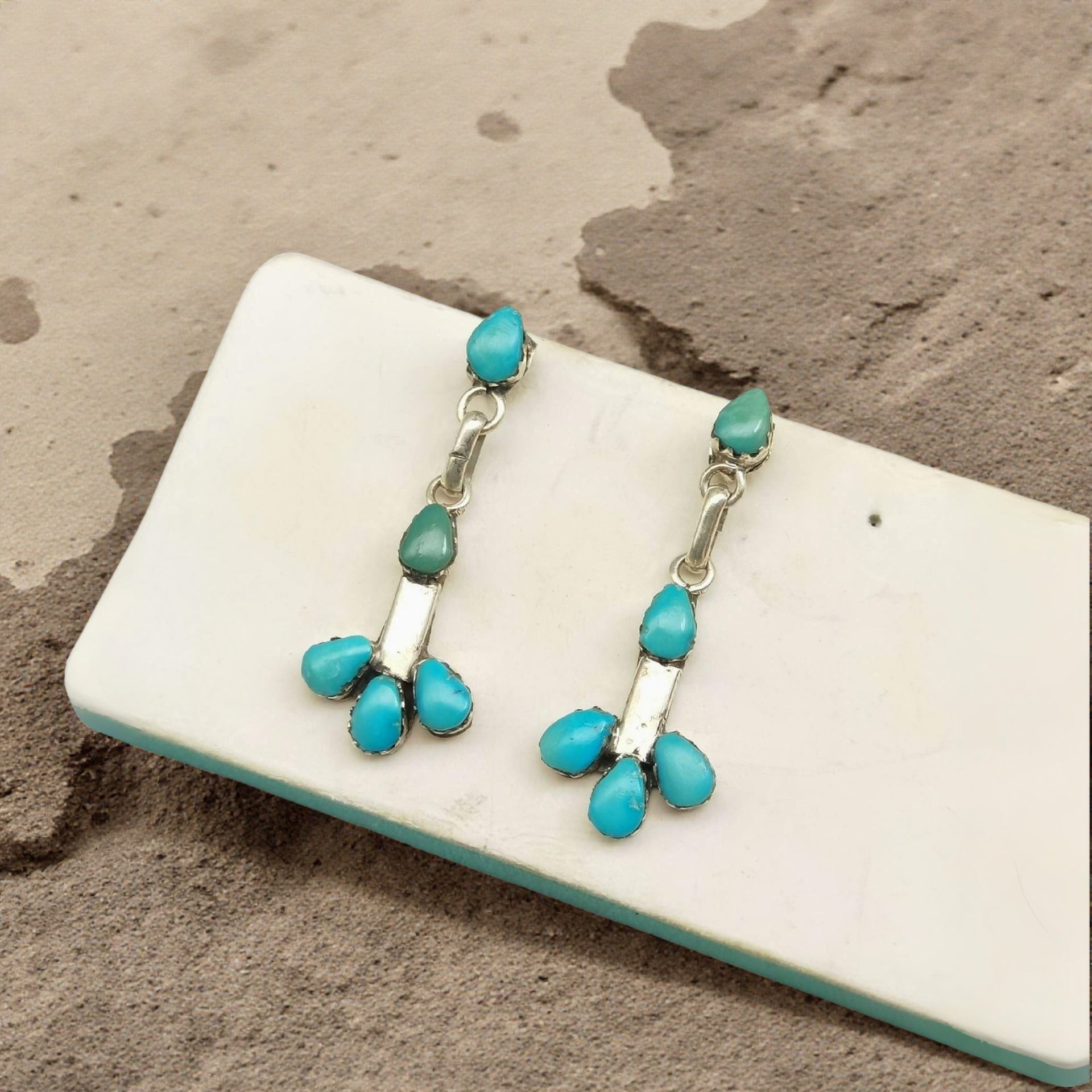 Turquoise 925 Silver Pendant Women's Earrings