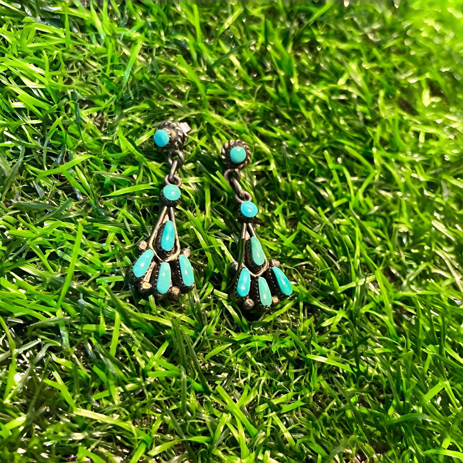 925 silver turquoise pendant women's earrings