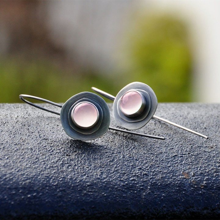 925 silver earrings with rose quartz