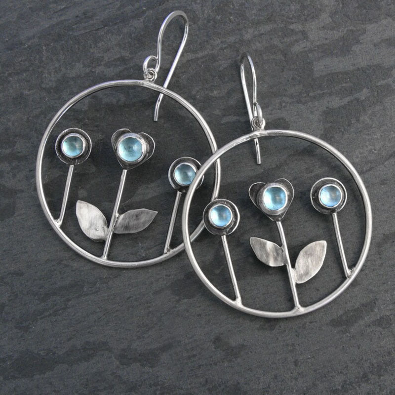 Blue Cat's Eye Pendant Earrings for Women