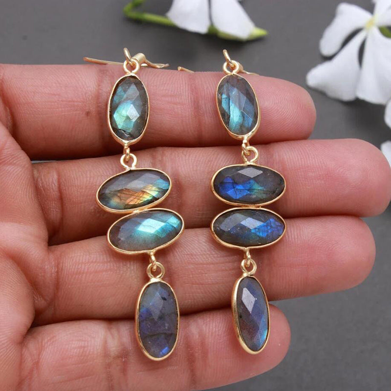 Handcrafted Labradorite Long Drop Earrings