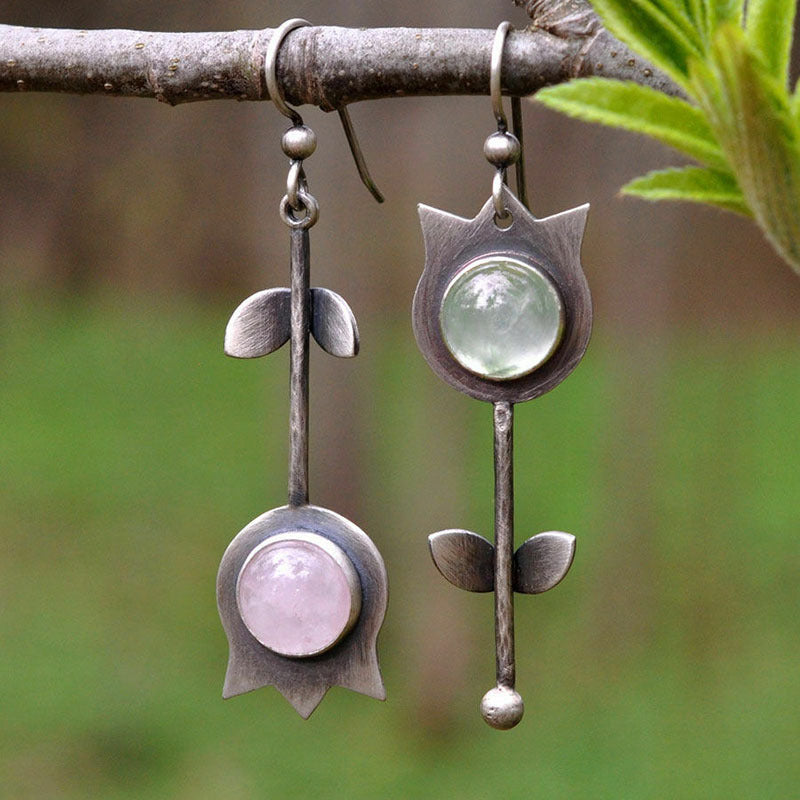 Irregular Gemstone Drop Earrings