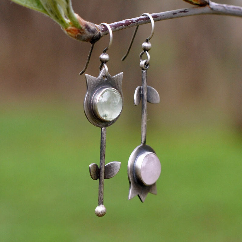 Irregular Gemstone Drop Earrings