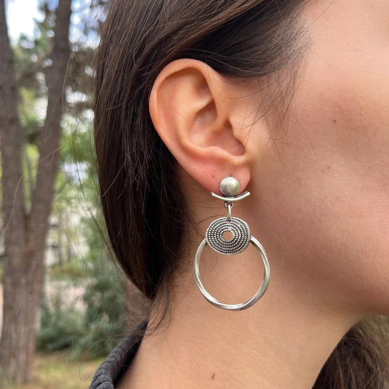 Bohemian 925 silver pendant earrings for women