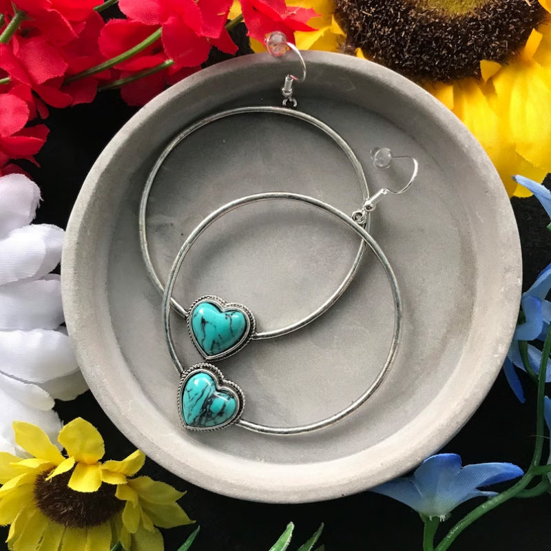 Bohemian Heart Turquoise Women's Earrings