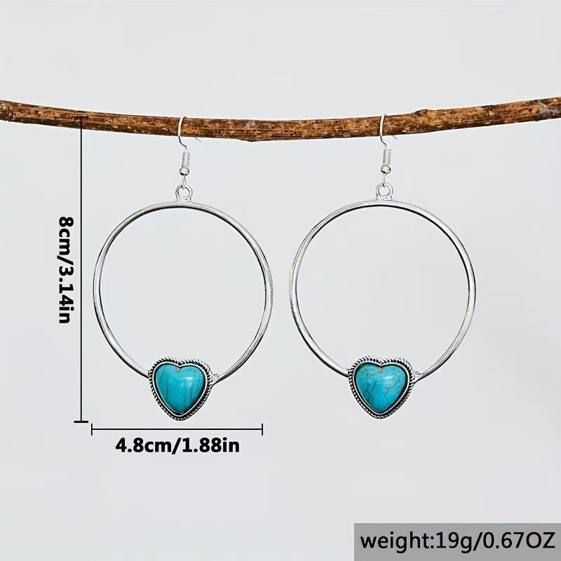 Bohemian Heart Turquoise Women's Earrings