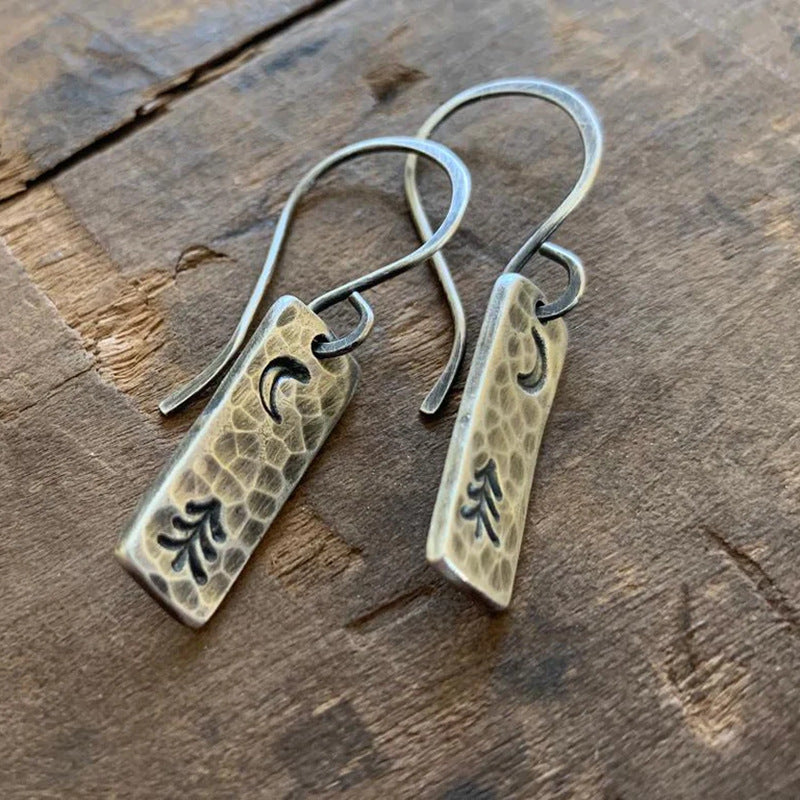 Handmade 925 silver creative carved vintage earrings