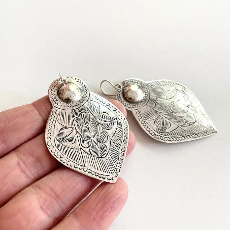 Bohemian Handmade Carved Flower Earrings Gift for Women