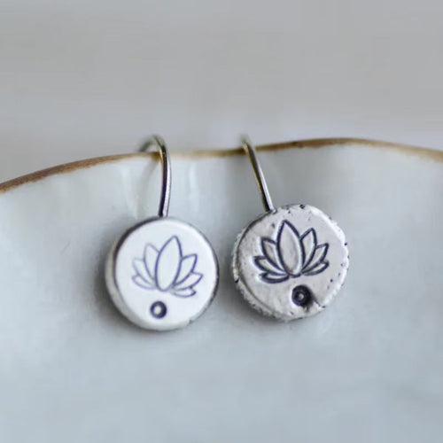 925 silver carved lotus earrings for women gift
