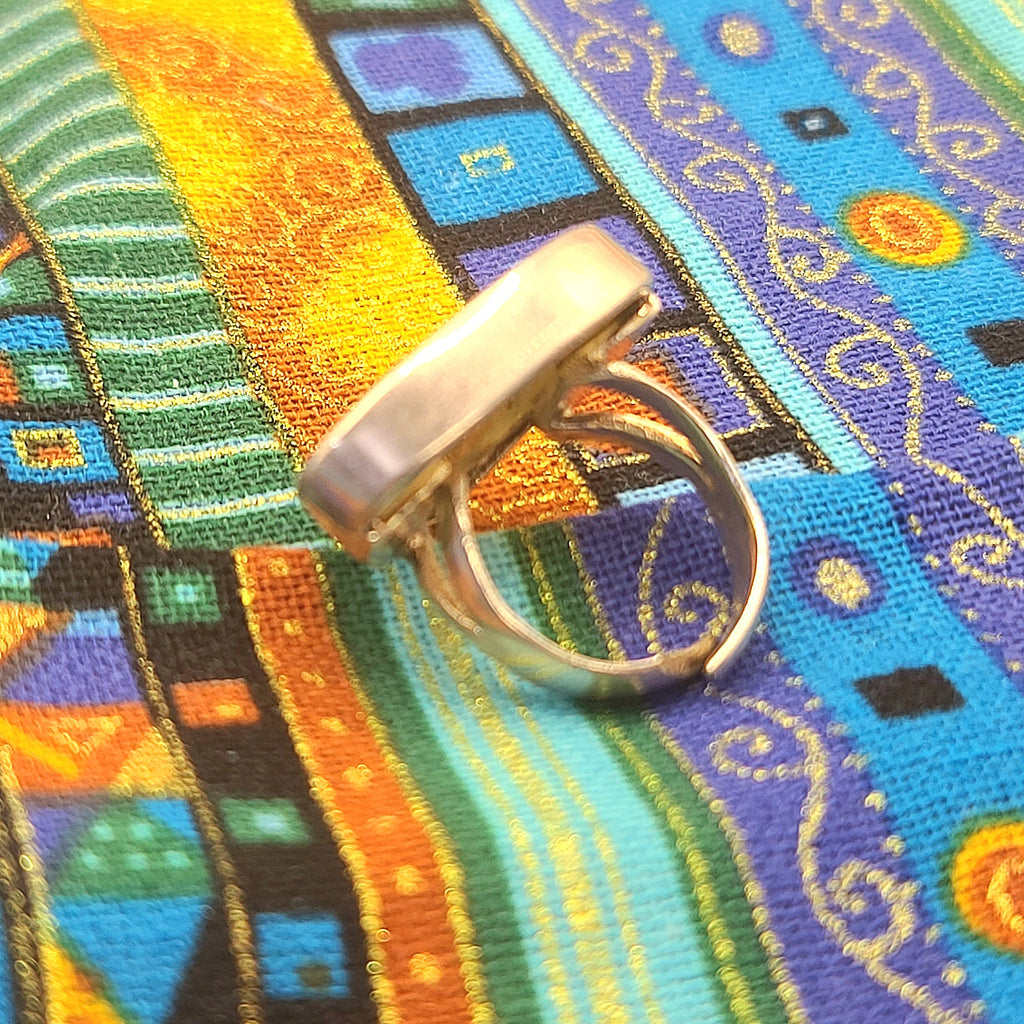 Natural Larimar Ring – Handcrafted Caribbean Blue Stone Jewelry in Sterling Silver Setting