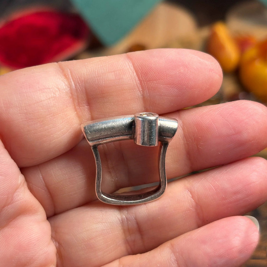 Sterling Silver Screw Design Ring with Diamond Accent