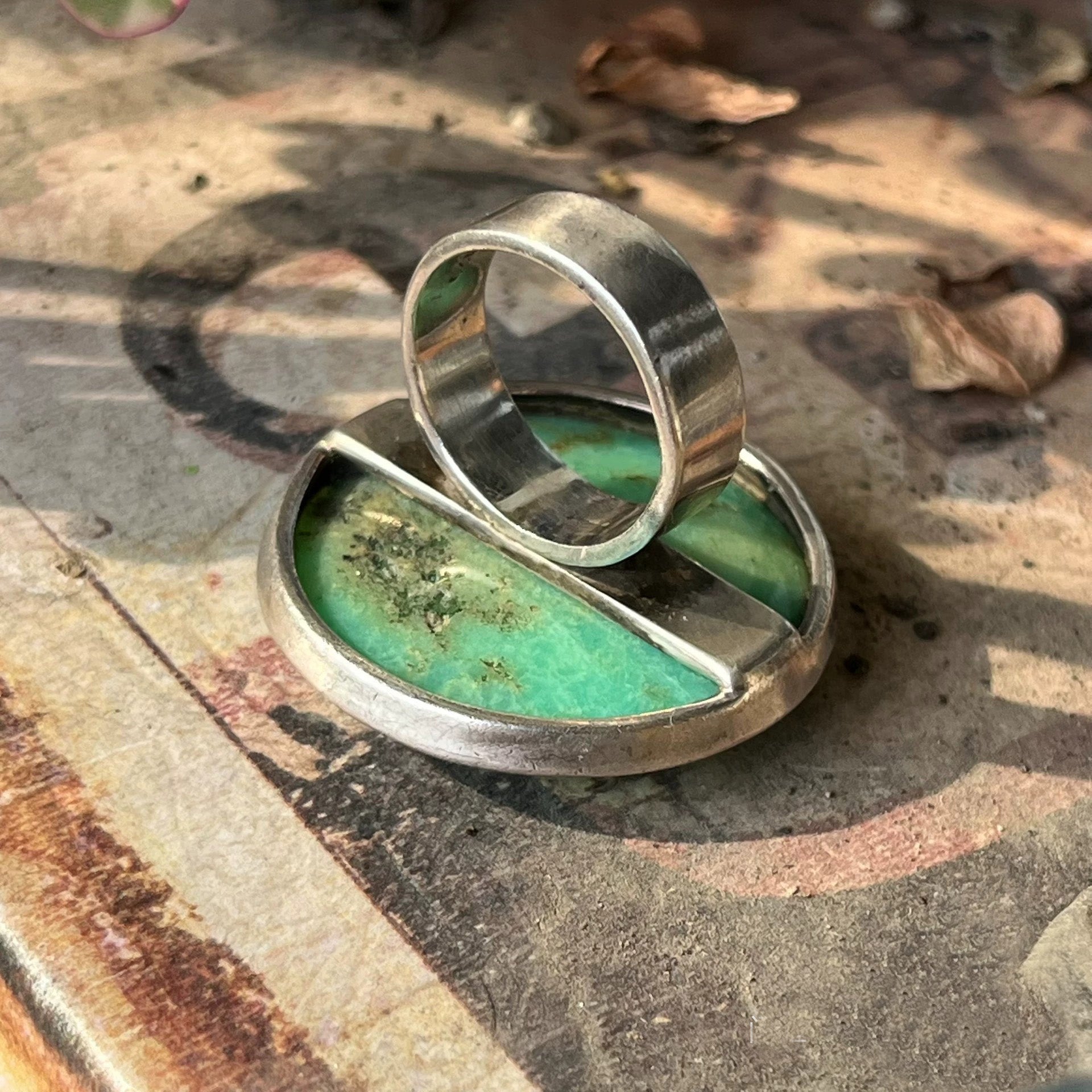 Bold Oval Green Stone Ring – Handmade Sterling Silver 925 Statement Ring