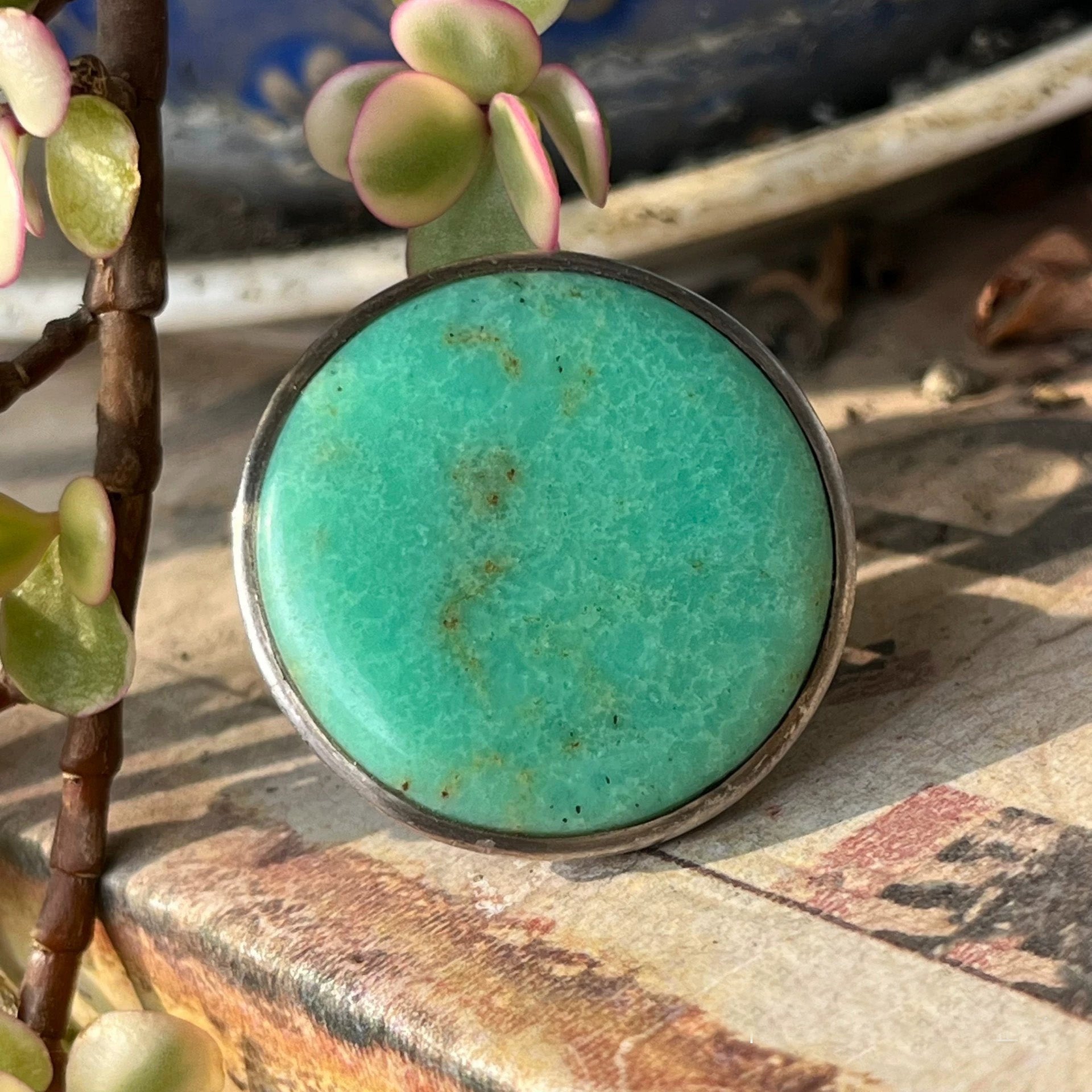 Bold Oval Green Stone Ring – Handmade Sterling Silver 925 Statement Ring