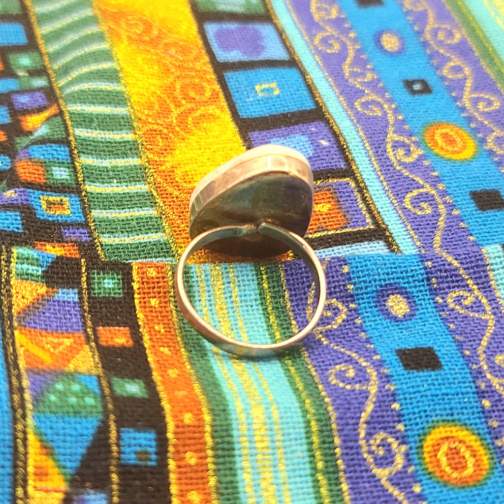 Natural Larimar Ring – Handcrafted Caribbean Blue Stone Jewelry in Sterling Silver Setting