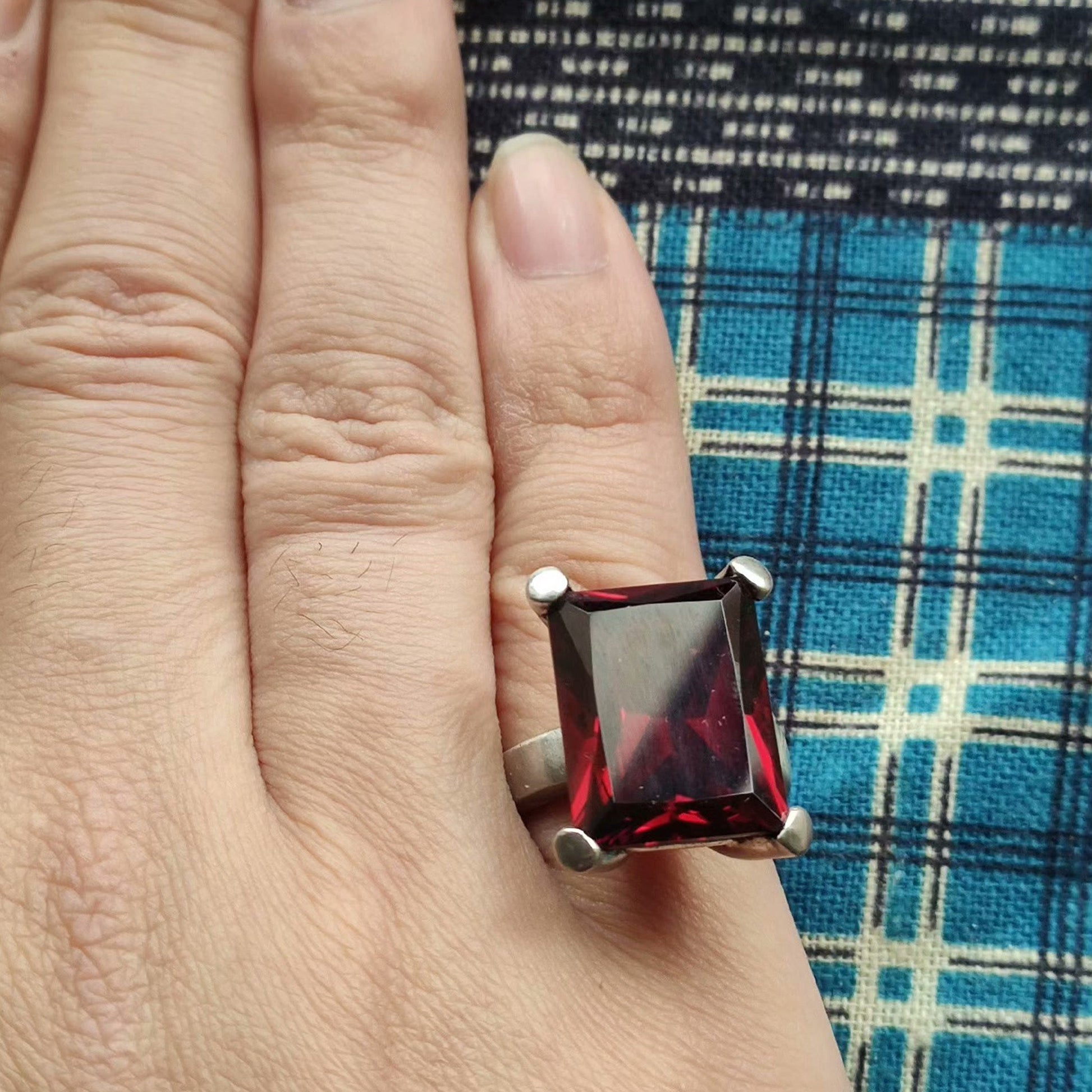 Elegant Ruby Red Emerald-Cut Ring