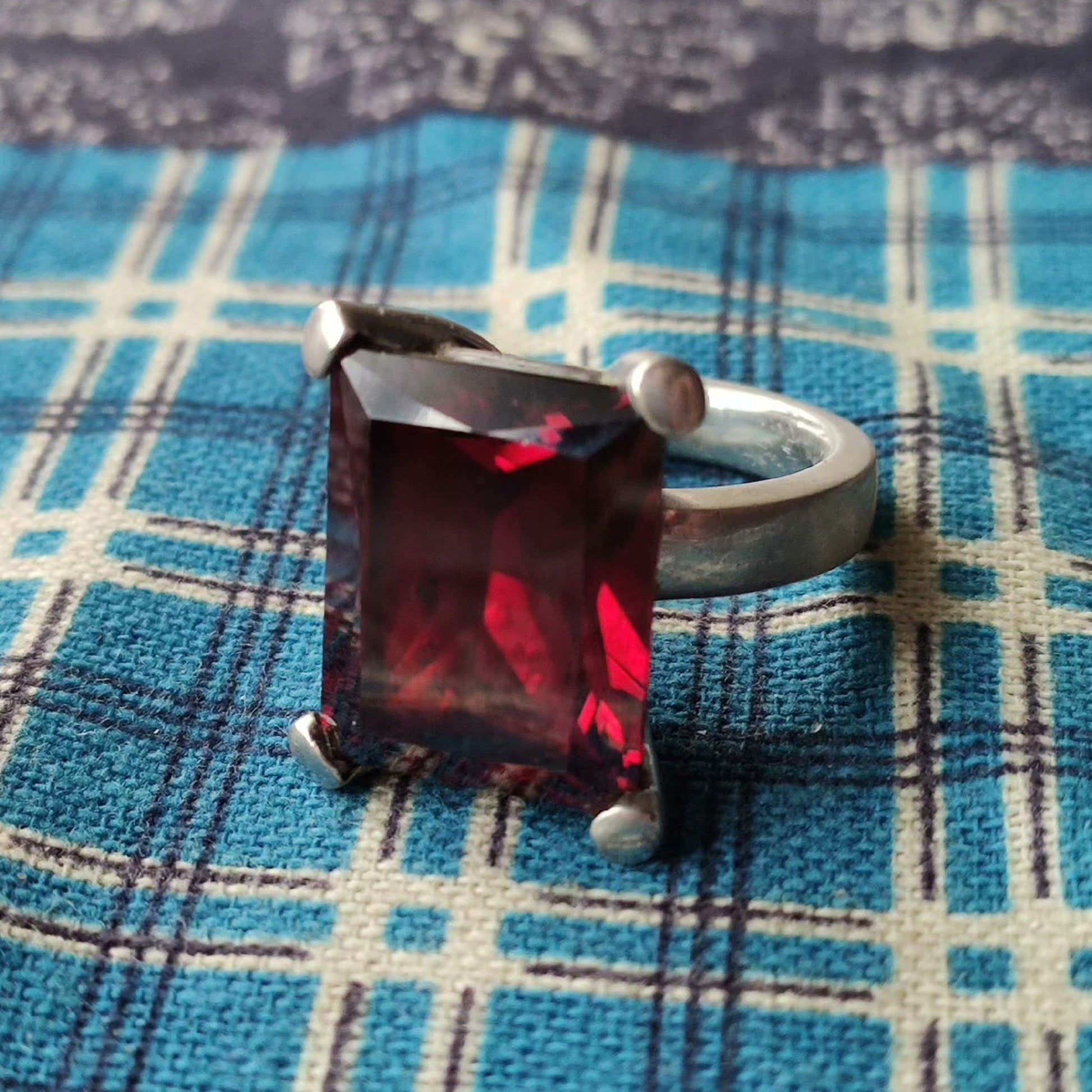 Elegant Ruby Red Emerald-Cut Ring