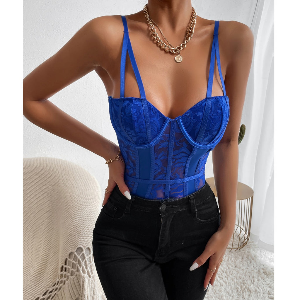 Floral Lace Spaghetti Strap Bodysuit