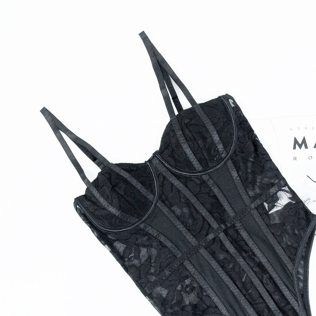 Floral Lace Spaghetti Strap Bodysuit