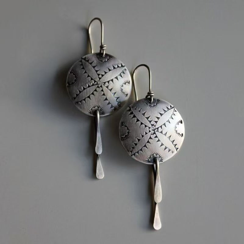 Tribal Sunburst Disc Earrings