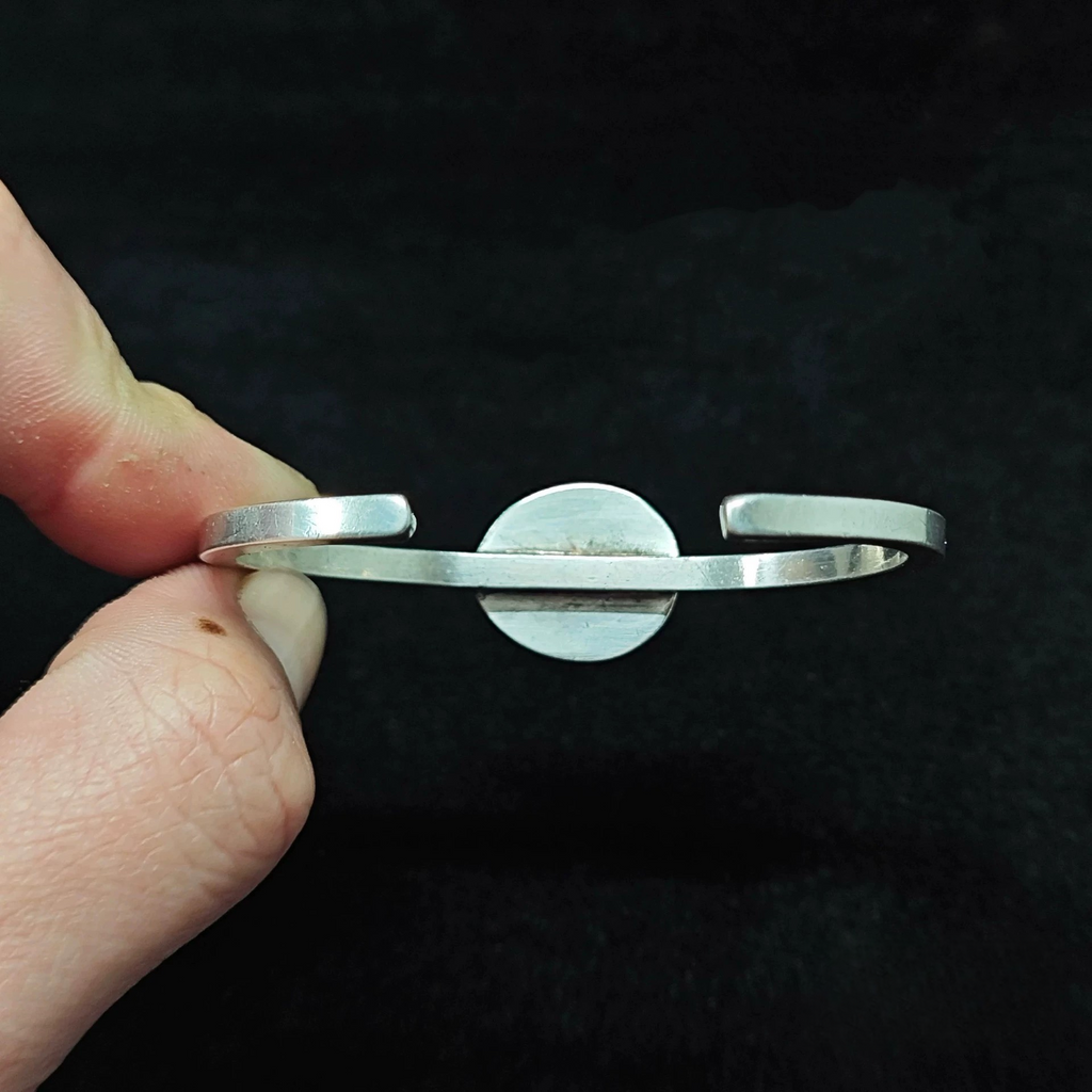 Handmade Sterling Silver Cuff Bracelet with Natural Oval Turquoise – Minimalist Boho Jewelry for Women & Men